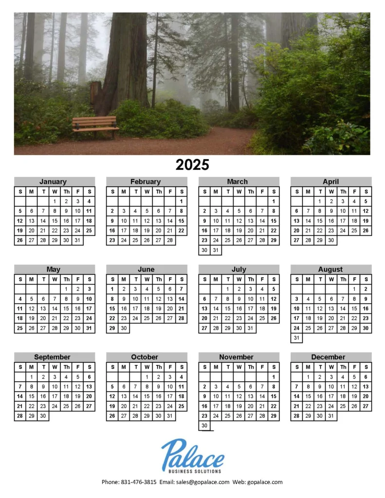 2025 Calendars Forest Palace