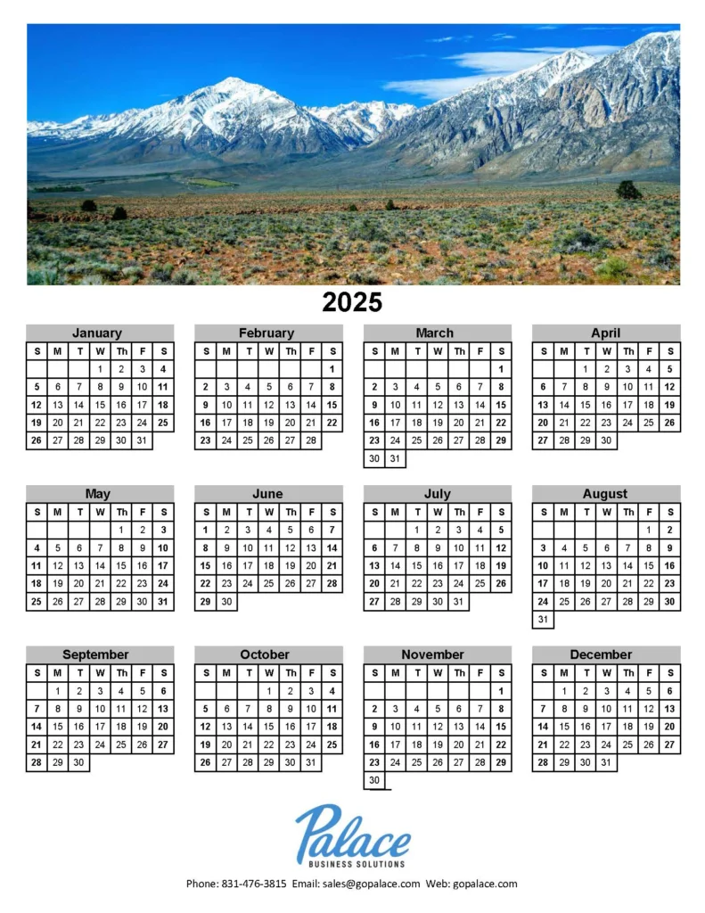 2025 Calendars Mountains Palace