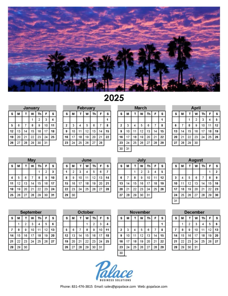 2025 Calendars Pink Sky Palace